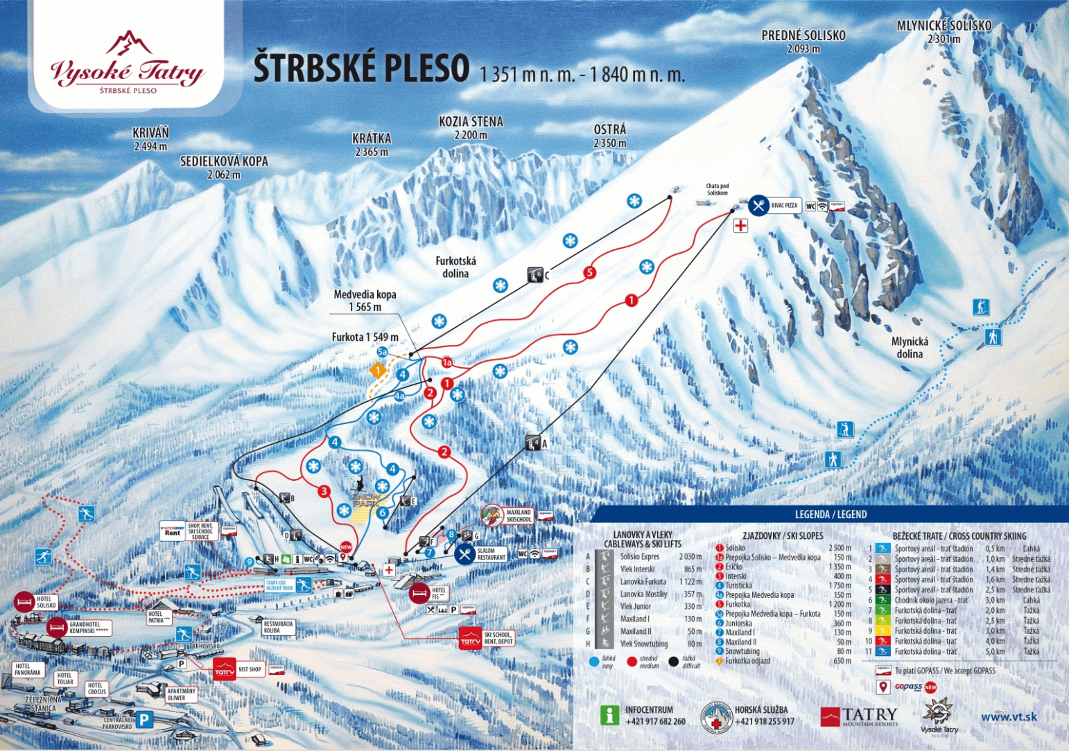 mapa lyziarskeho strediska